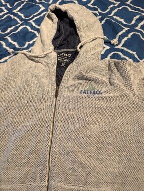 Fat Face Light Grey Knit Zip Hoodie. Cotton. Xl